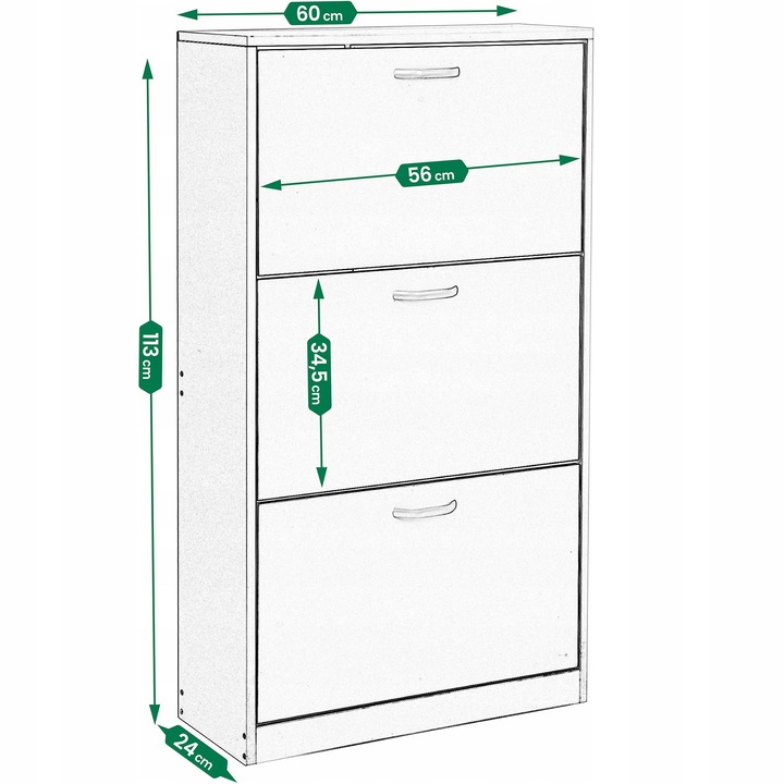 SZAFKA na buty regał 3 KOMORY OBUWIE komoda pojemna do przedpokoju