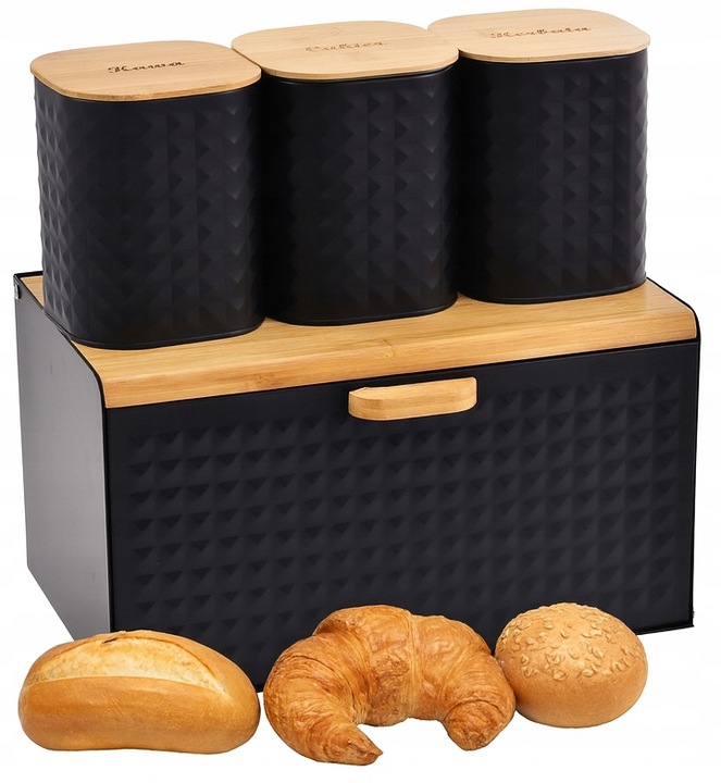 CHLEBAK Pojemnik na Pieczywo chleb POJEMNIKI na Kawę Herbatę Cukier Zestaw