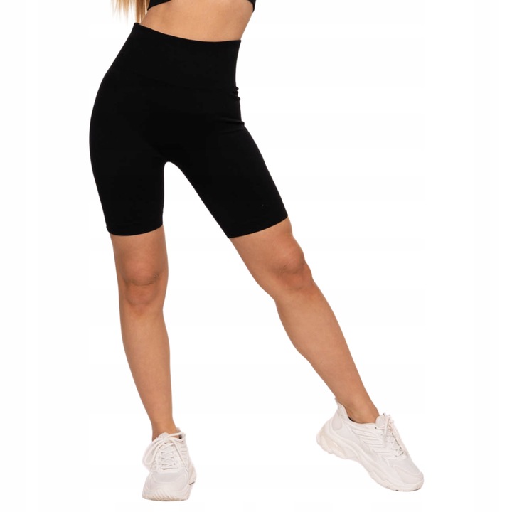 Czarne Kolarki KRÓTKIE LEGGINSY DAMSKIE Push-Up Wysoki Stan MORAJ L/XL