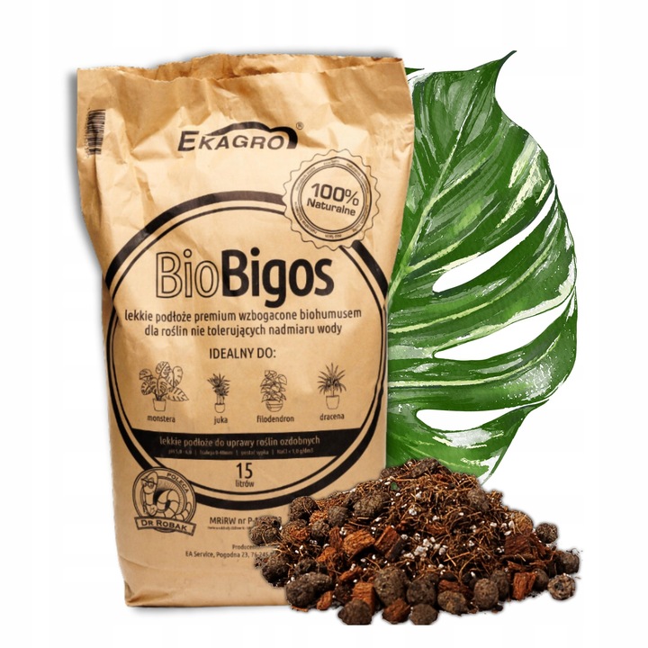 Podłoże Bigos Lekka BIO Ziemia do Monstery Kwiatów15L Wzbogacone