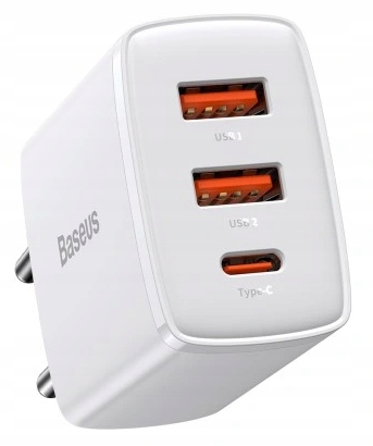 BASEUS SZYBKA ŁADOWARKA SIECIOWA 3xUSB USB-C 30W ZASILACZ DO TELEFONU AFC