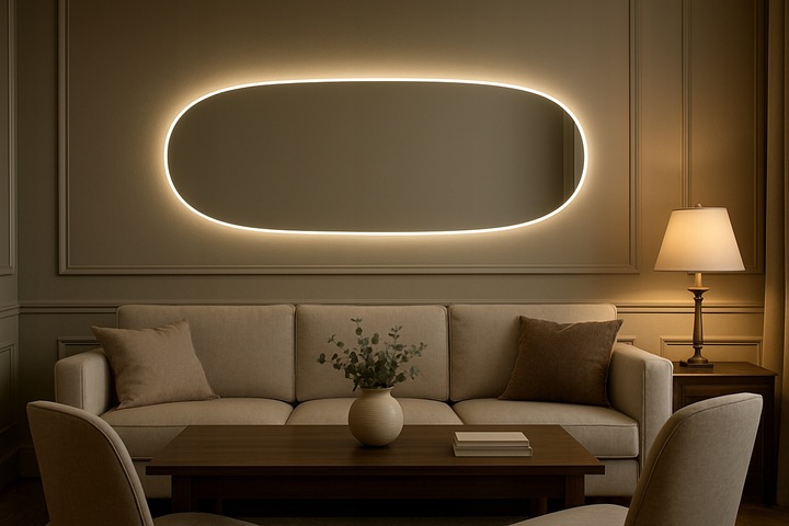 Lustro owalne LED COB łazienkowe, uniwersalne 100x50 cm bez ramy IP 67