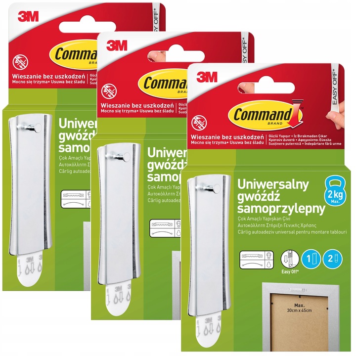 Haczyki Samoprzylepne Command do obrazów bez wiercenia do 2 kg zestaw