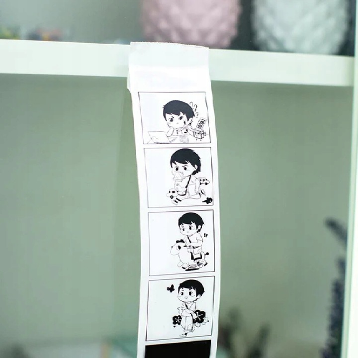 Biały papier termiczny z klejem do Phomemo T02 50mmx3,5m samoprzylepna x3