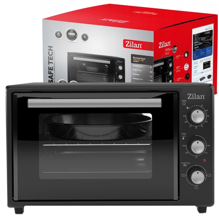 MINI PIEKARNIK ELEKTRYCZNY DOUBLE GLASS GRILL TIMER 35L 1800W