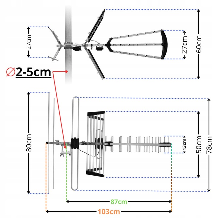 Antena do TV naziemnej DVB-T2 COMBO MUX8 4K LTE aktywna ze
