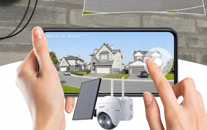 ZEWNĘTRZNA SOLARNA KAMERA OBROTOWA BATERIE WIFI 3MP 64GB Z PANELEM SOLARNYM