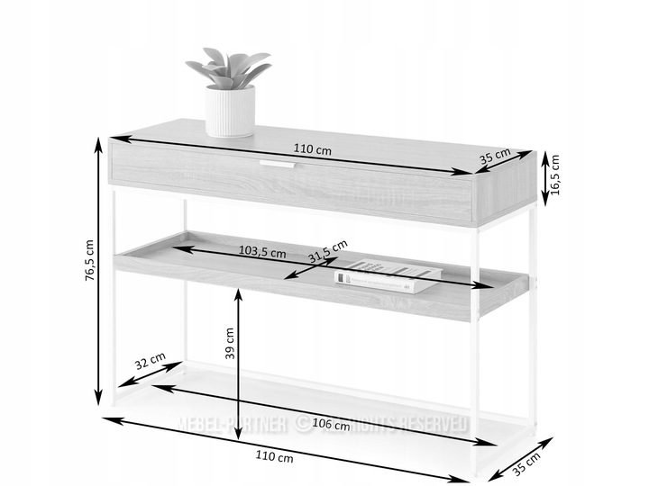 PONADCZASOWA KONSOLA DO PRZEDPOKOJU Z SZUFLADĄ I PÓŁKĄ NORA XL DĄB