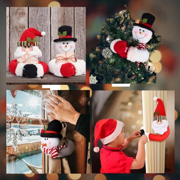 2X ŚWIĄTECZNA ZAPINKA KLIPS DO FIRAN OPASKA DO ZASŁON MIKOŁAJ BAŁWAN OZDOBA