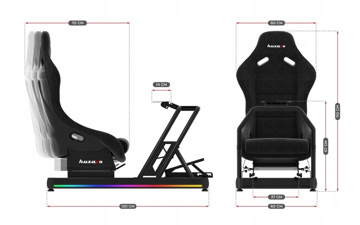 Kokpit Wyścigowy Stelaż gamingowy do simracingu Huzaro Speed 9.0 150 kg