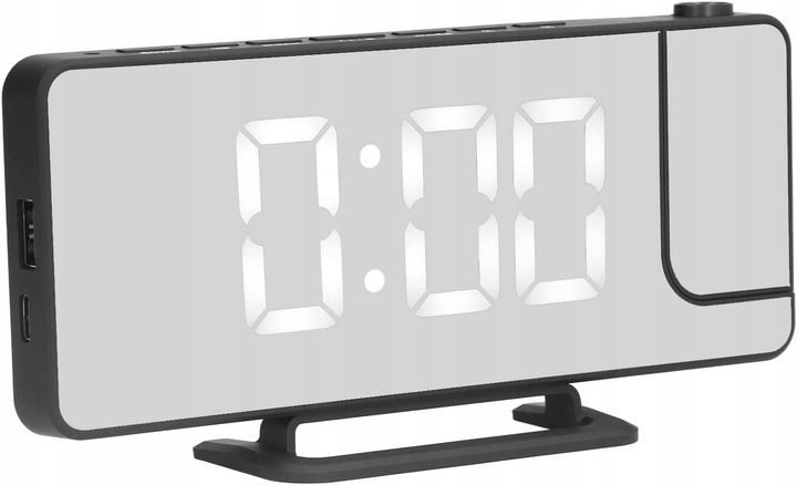 BUDZIK ZEGAR ELEKTRONICZNY GŁOŚNY Z PROJEKTOREM LED STOJĄCY CYFROWY DATA