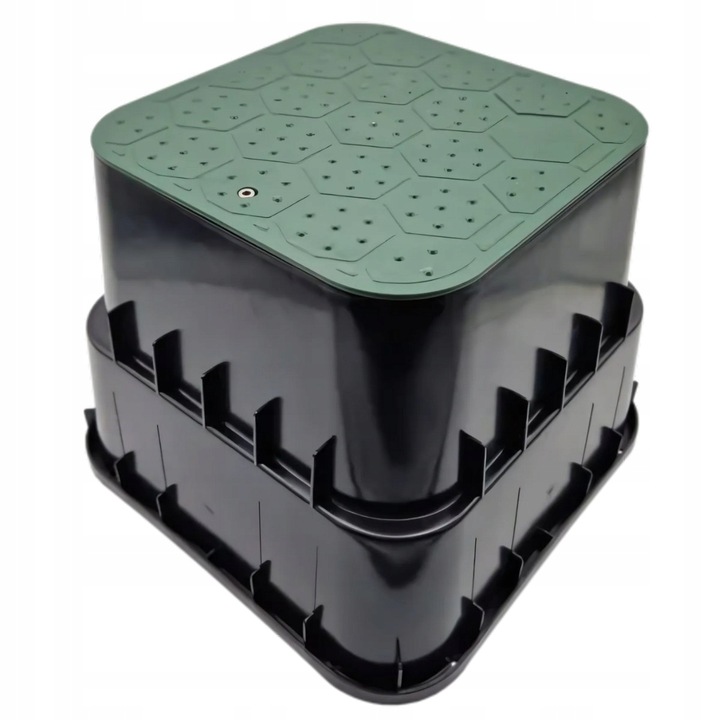 Duża Studzienka zaworowa LARGE 34x34x26,5 cm na 2 zawory HIDE zielony