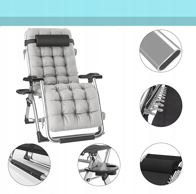 FOTEL OGRODOWY, LEŻAK PLAŻOWY, TURYSTYCZNY PODUSZKA + STOLIK Zero Gravity