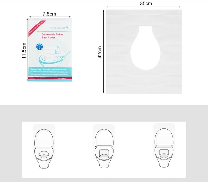 JEDNORAZOWE NAKŁADKI NA DESKĘ SEDESOWĄ SEDES TOALETOWE WC PODKŁADKI 60