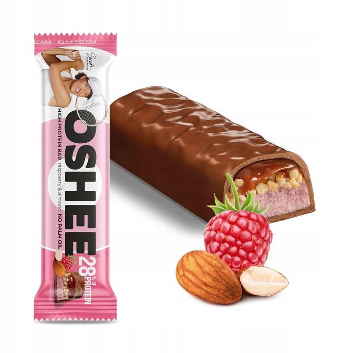 12x OSHEE & IGA Team Baton proteinowy malina - migdał 47 g