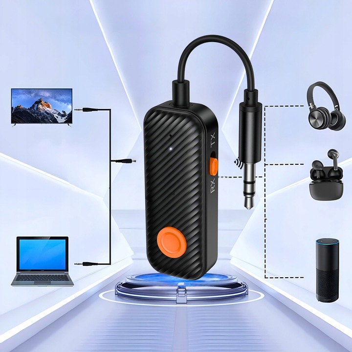 TRANSMITER ODBIORNIK NADAJNIK 2W1 BLUETOOTH 5.4 RX TX AUDIO AUX JACK