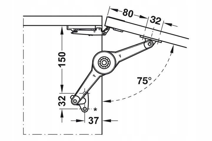 Siłownik meblowy do frontów HAFELE DUO rozwórka nożycowa podnośnik