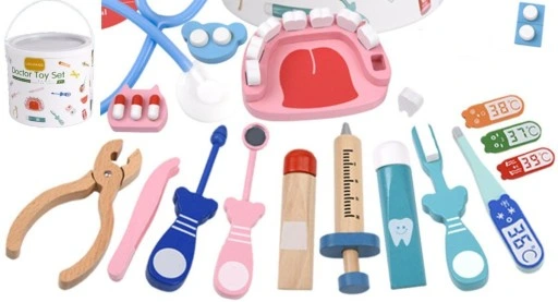 DUŻY DREWNIANY ZESTAW LEKARSKI DOKTOR LEKARZ