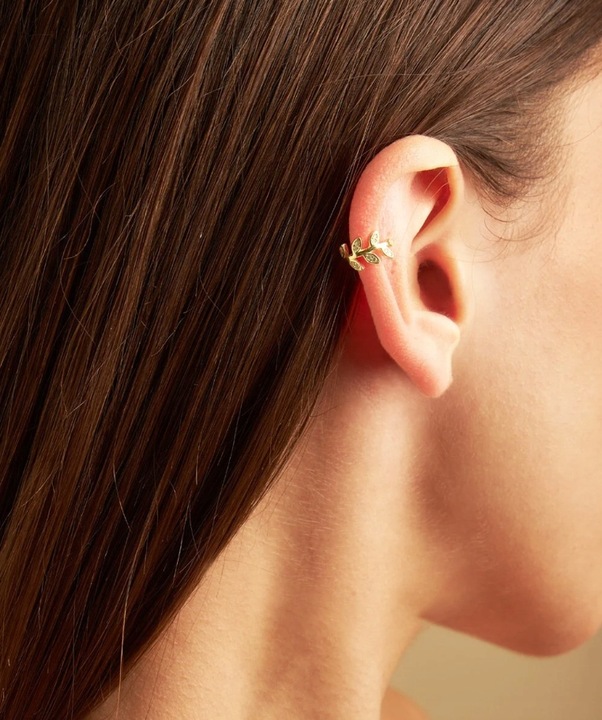 Mankiet do ucha Olive Tree ze srebra próby 925 pokrytego 14-karatowym