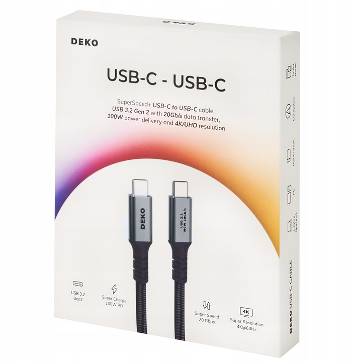 KABEL USB C SZYBKIE ŁADOWANIE 100W USB Typ C 3.2 DO APPLE Thunderbolt 2M