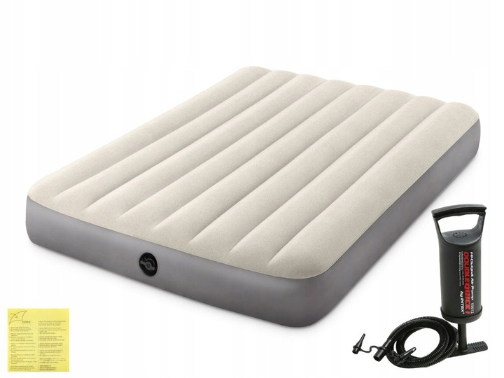 Materac Dmuchany Dwuosobowy Welurowy Łóżko Intex z Pompką MODEL 2024