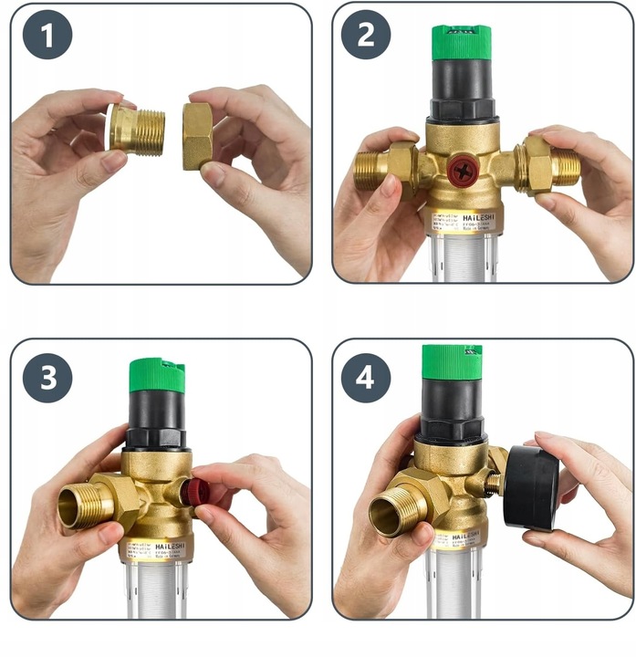 REDUKTOR CIŚNIENIA WODY 1 CALA 3/4 MANOMETR+FILTR DŁUGI Z ZAWOREM 3Ccc