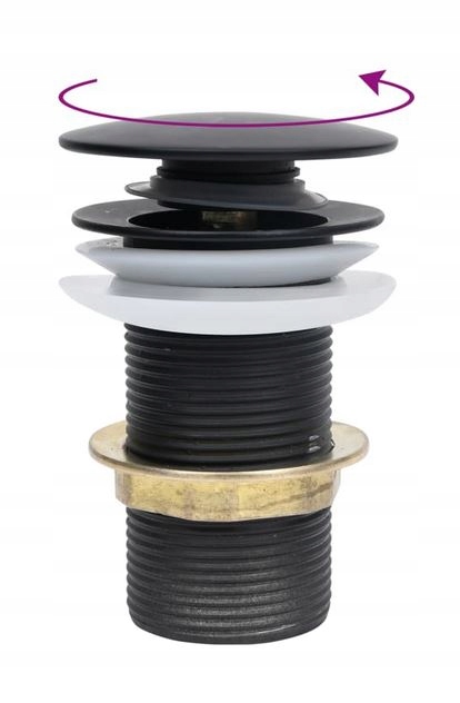 KOREK KLIK KLAK CZARNY UMYWALKOWY DO UMYWYLAKI BEZ PRZELEWU MOSIĘŻNY TRWAŁY