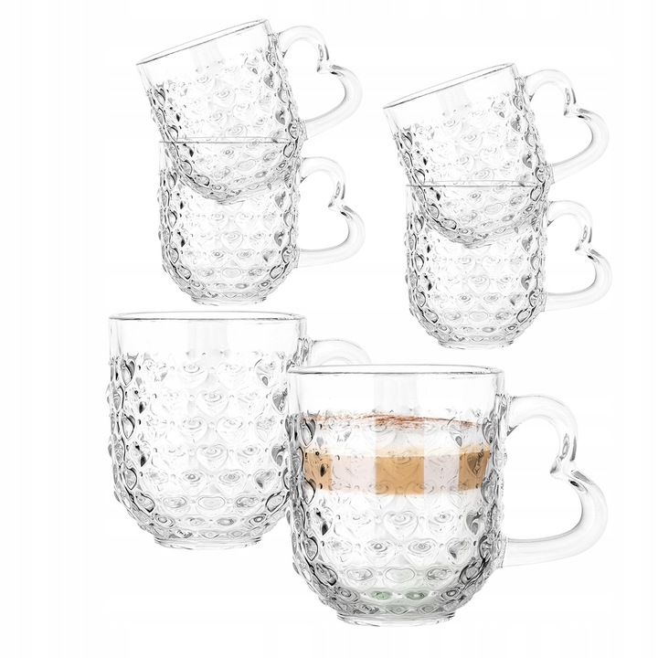 Zestaw kubków Serduszka Szklanki z uchem do kawy Altom Design 310 ml 6 szt
