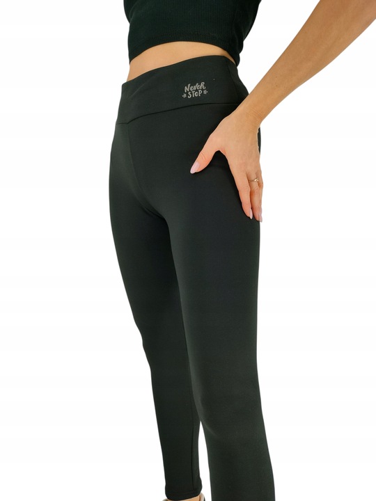 Leginsy damskie czarne kryjące z panelem ocieplane na chłodniejsze dni