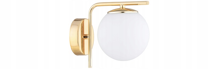 Złota Lampa Ścienna Kinkiet Białe Kule Milo LED E27