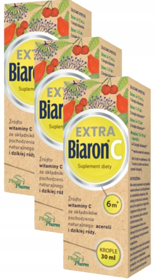 BIARON C EXTRA krople witamina C acerola dzika róża ODPORNOŚĆ 3x30 ml