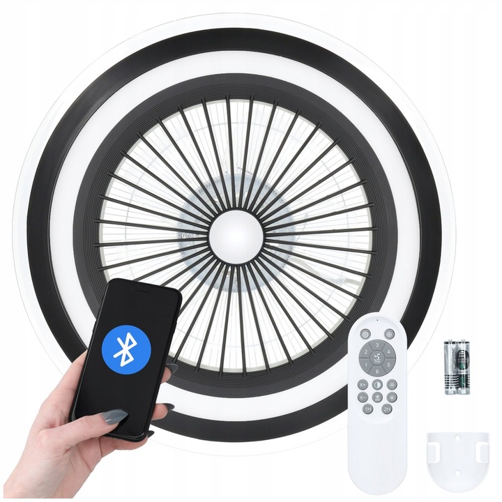 WENTYLATOR SUFITOWY WIATRAK PLAFON LAMPA LED 52 CM DUŻY APLIKACJA