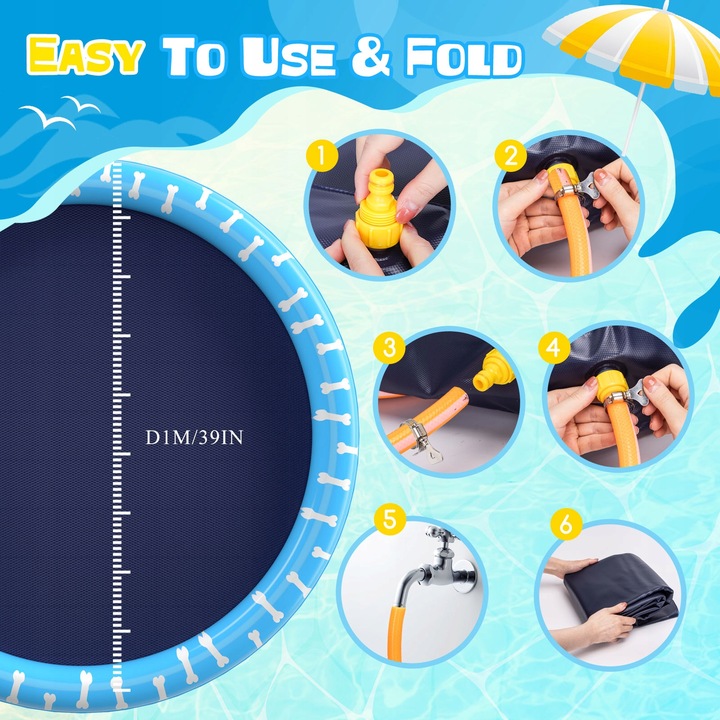 ZRASZACZ MATA WODNA DLA PSA BRODZIK BASEN NIEBIESKI Ø100cm