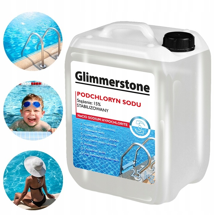 PODCHLORYN SODU STABILIZOWANY 15% CHLOR W PŁYNIE DO BASENU STUDNI 25kg