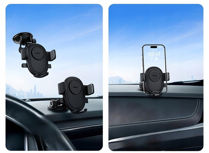 AUTOMATYCZNY UCHWYT SAMOCHODOWY BASEUS DO TELEFONU NA KOKPIT SZYBĘ 360°