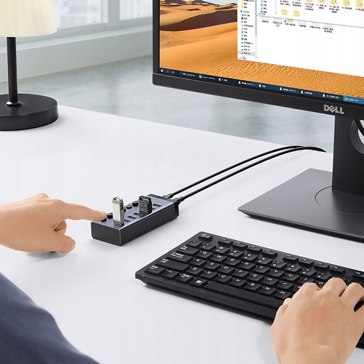 UGREEN HUB USB AKTYWNY ADAPTER ROZDZIELACZ 7w1 USB/ USB C - PD 7x USB A 3.0