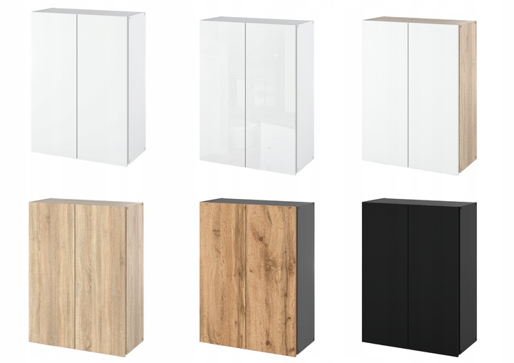 SZAFKA ŁAZIENKOWA WISZĄCA 60CM BIAŁA MATOWA DWUDRZWIOWA BEZUCHYWTOWA