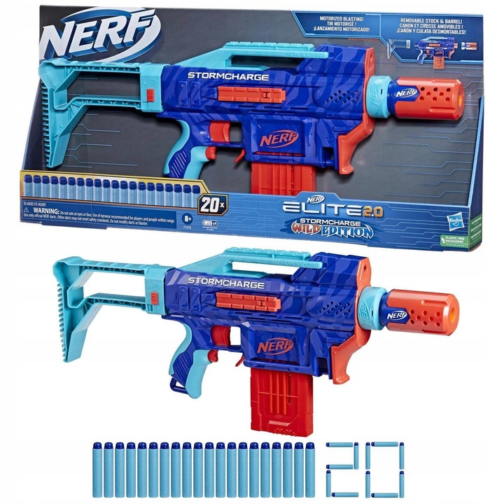 PISTOLET NERF ELITE 2.0 Automatyczny STORMCHARGE 4W1 20 STRZAŁEK +10 WAFFLE