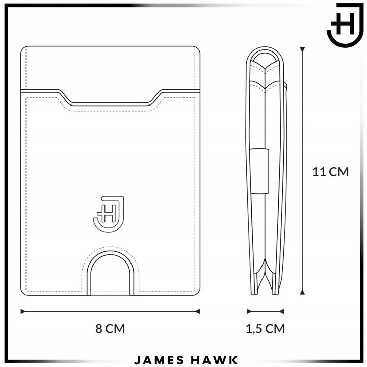 James Hawk Smart Wallet skórzany portfel męski Slim 1,5 cm Czarny Brąz RFID