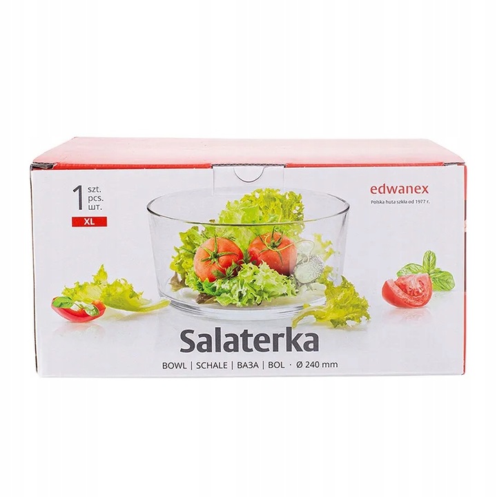 Salaterka szklana na sałatkę owoce miska prosta Edwanex 24 cm 3 l