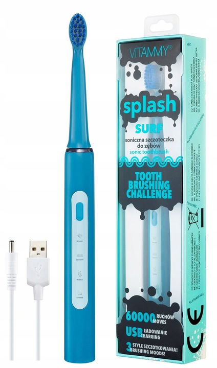 SZCZOTECZKA SONICZNA DO ZĘBÓW DLA DZIECI OD 8 LAT VITAMMY SPLASH SURF USB
