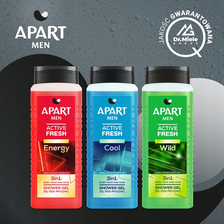 APART Żel pod Prysznic Męski 3w1, 4w1 Ciało, Twarz, Włosy, Broda 5 x 500ml