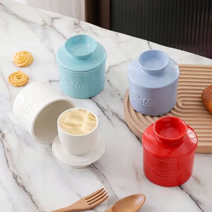 Ceramiczna maselnica, francuska maselniczka z pokrywk?, pojemnik na