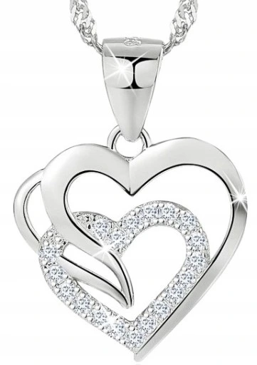 NASZYJNIK SREBRNY ŁAŃCUSZEK DAMSKI Z ZAWIESZKĄ, NASZYJNIK SREBRO PRÓBA 925