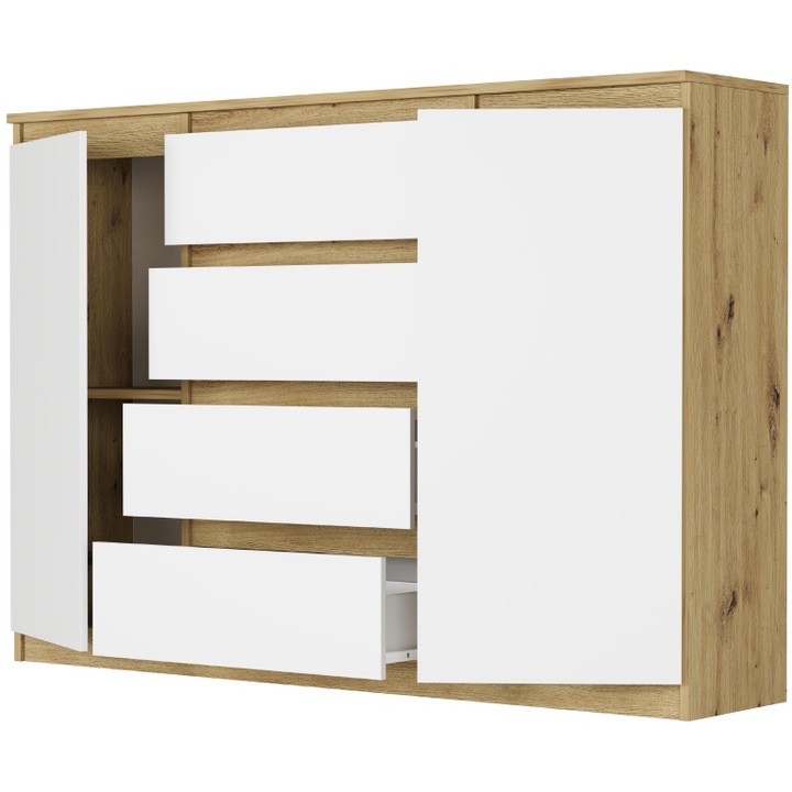 Modna KOMODA 140 SZAFKA 4 SZUFLADY 2 PÓŁKI R-140-S4 ARTISAN MIX