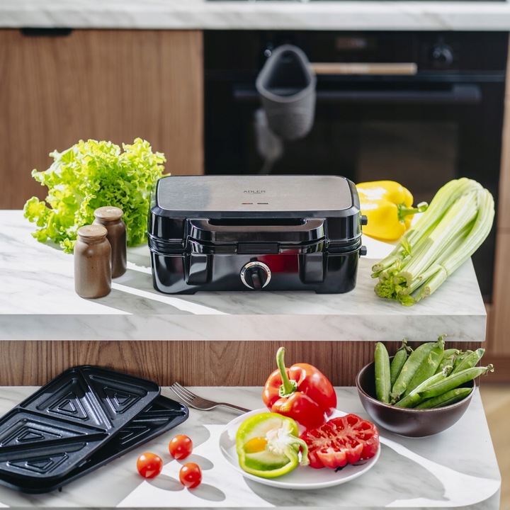 Opiekacz Gofrownica Grill 3w1 Toster Regulacja Temperatury Adler AD
