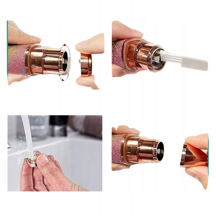 Golarka damska I trymer 2w1 do brwi twarzy i ciała I USB LED bez