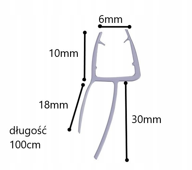 Uszczelka do kabiny prysznicowej CZARNA 6mm 100cm