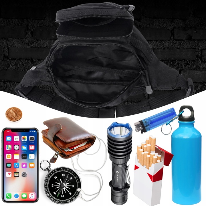 NERKA SASZETKA MĘSKA CZARNA WOJSKOWA biodrówka DUŻA POJEMNA TAKTYCZNA TORBA