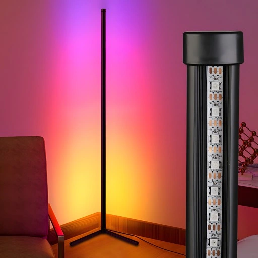 LAMPA PODŁOGOWA STOJĄCA LED RGB NAROŻNA PILOT APKA